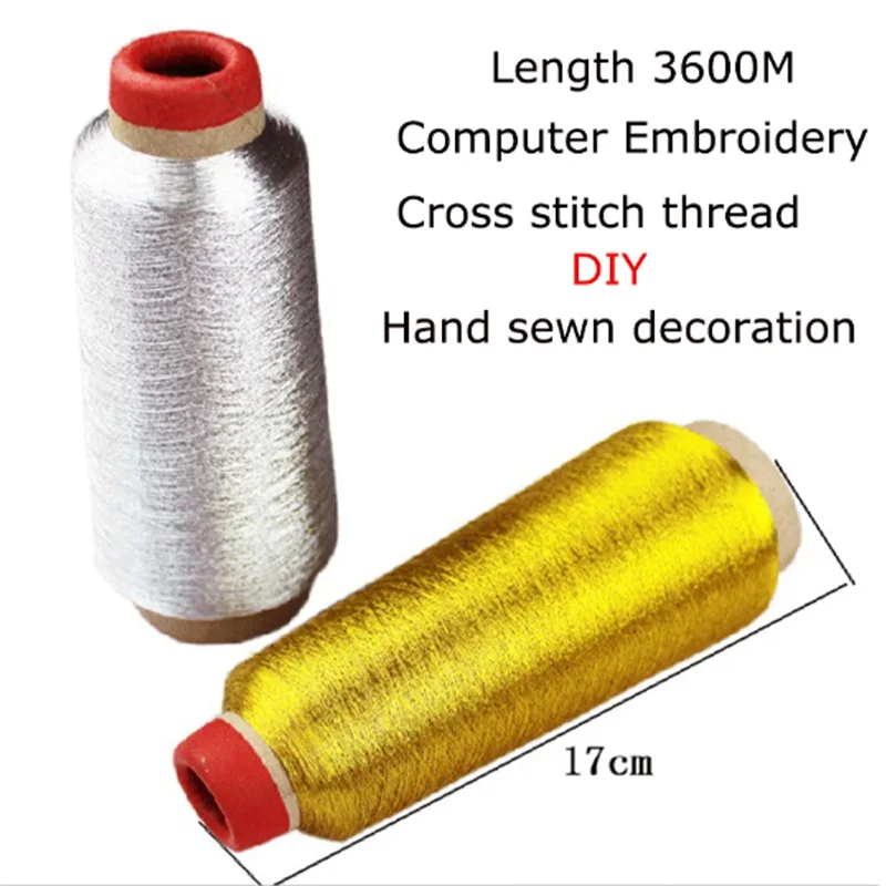 Manual Bright Silk Gold Thread Silver Thread Computer Embroidery Cross Stitch Silk Thread DIY Gold And Silver Thread 150D 3600M