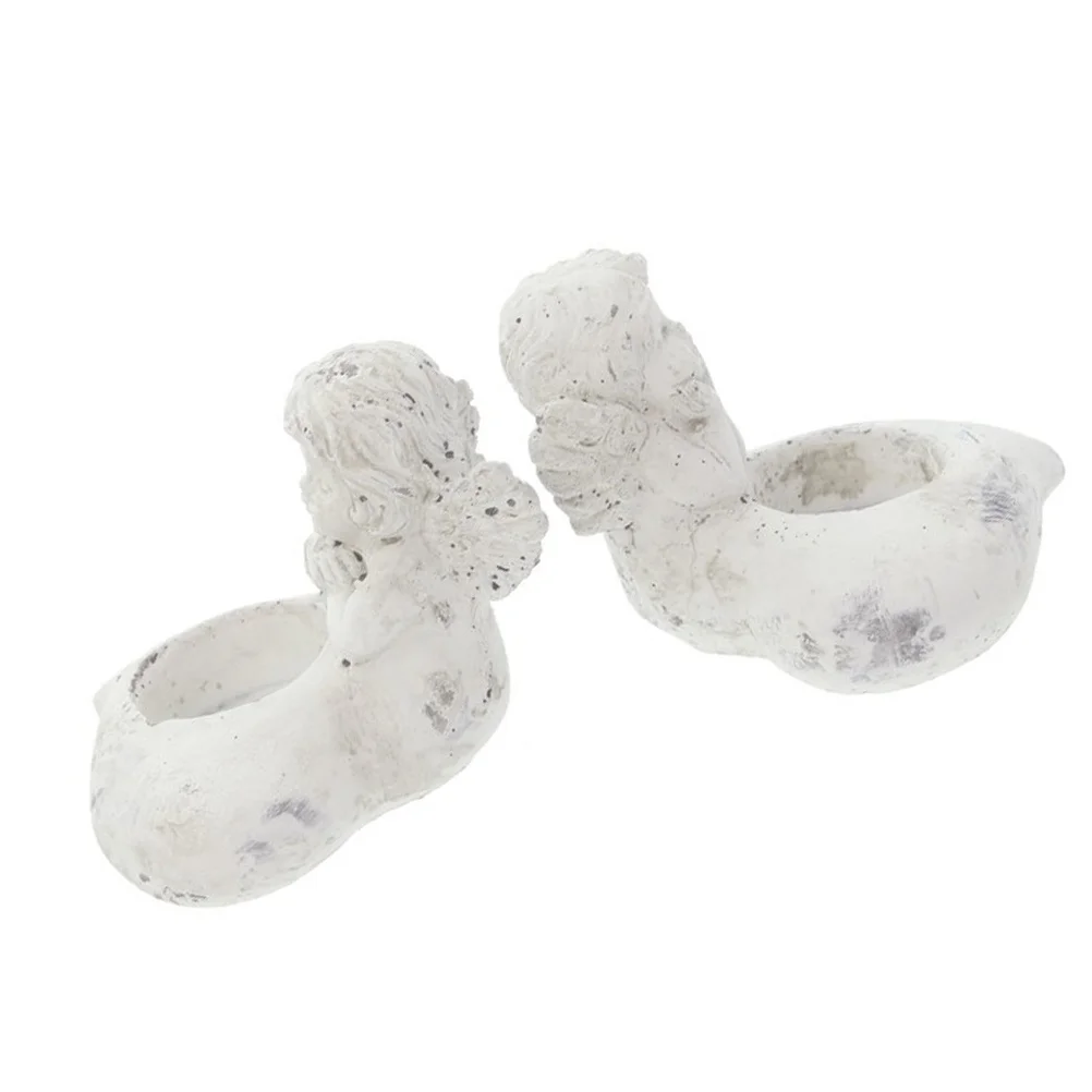 2Pcs Angel Holders Creative Resin Desktop Decor Stable Wedding Party Adornment Stand Adorable Candleholder