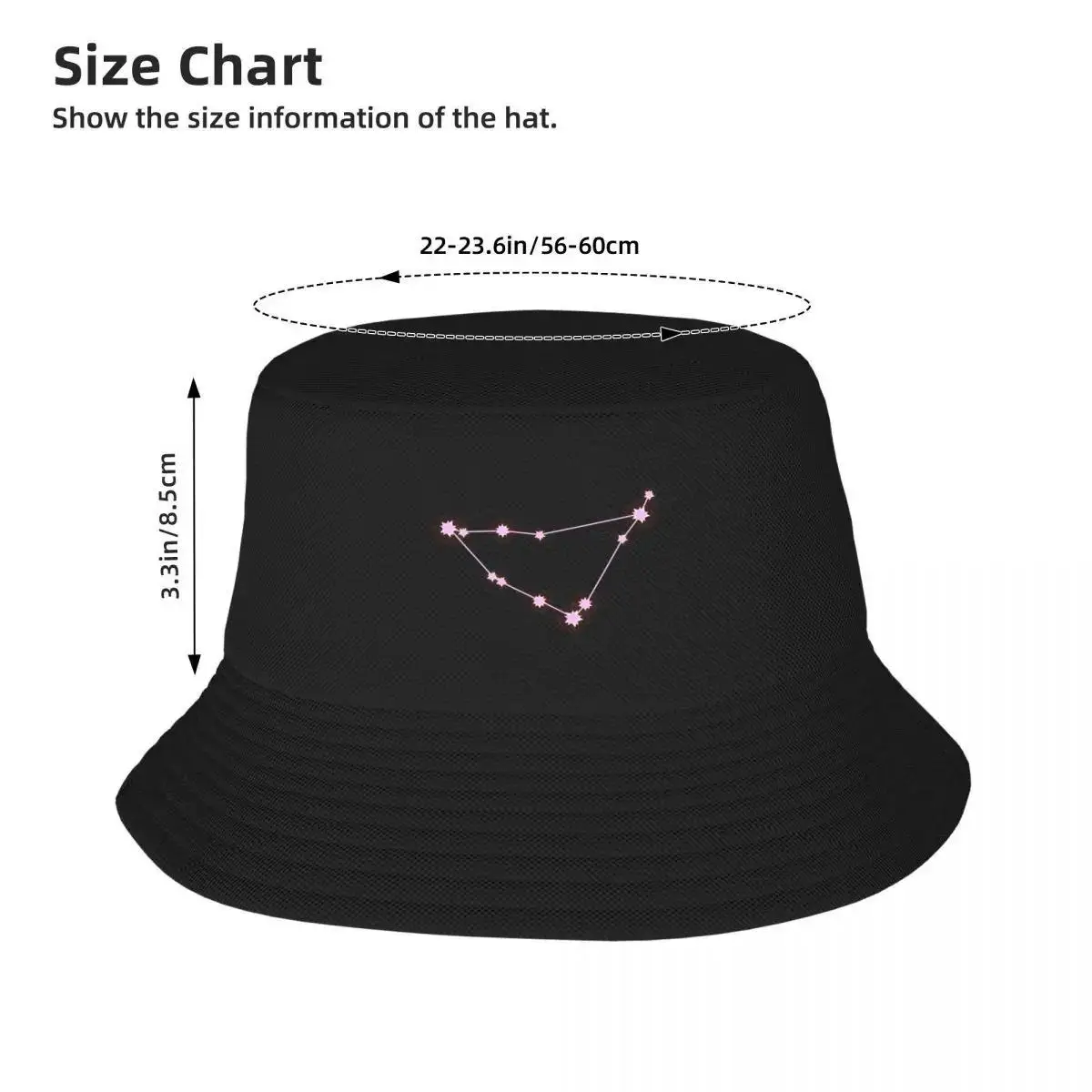 Capricorn, Pink Bucket Hat tea Hat Sunscreen |-F-| Baseball For Men Women's