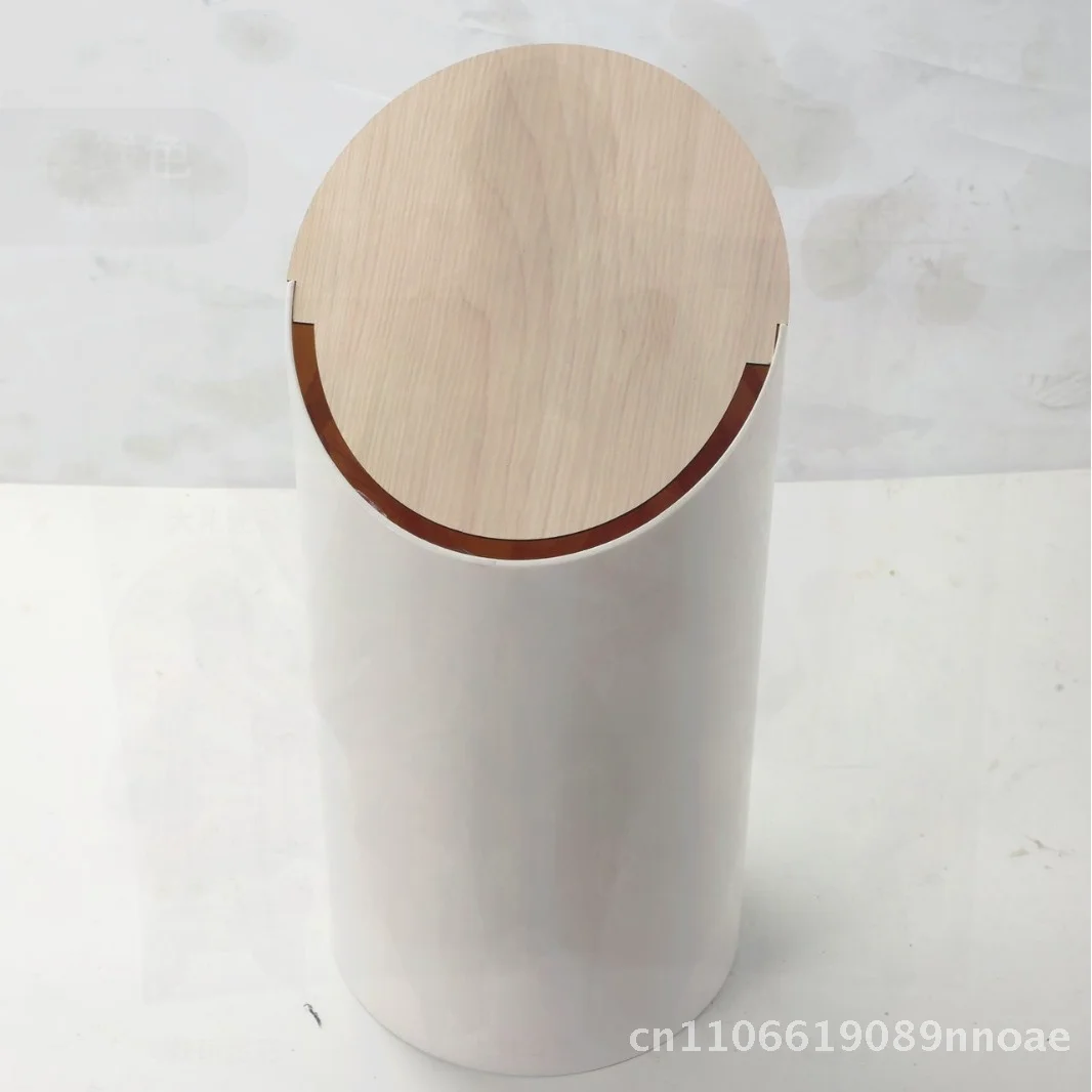 

Cream Style Household Living Room Trash Can 9L Capacity Silent Opening Swing Lid Plastic Storage Bucket for Hotel & Bathroom