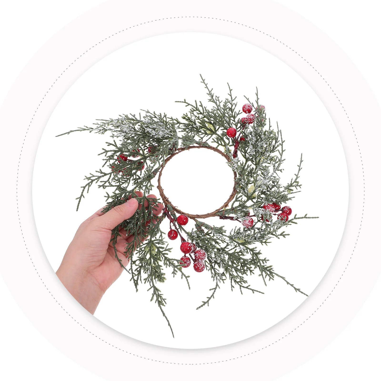 

3Pcs Christmas Wreaths Artificial Berry Cedar Design Reusable Table Centerpiece Rings Indoor Holiday Decor