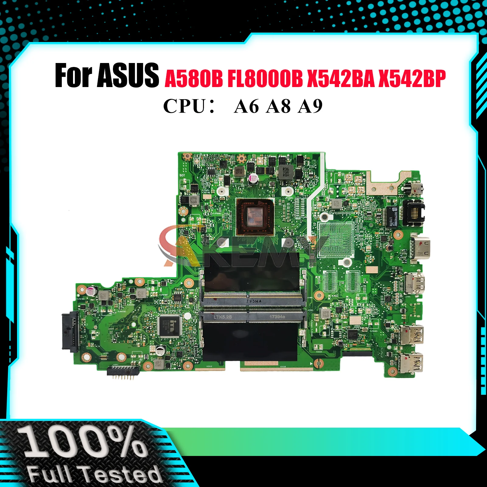 

X542BA Материнская плата для ноутбука ASUS VivoBook X542B A580B X542BA FL8000B X542BP Материнская плата для ноутбука с процессором A6 A8 A9 100% тест в порядке