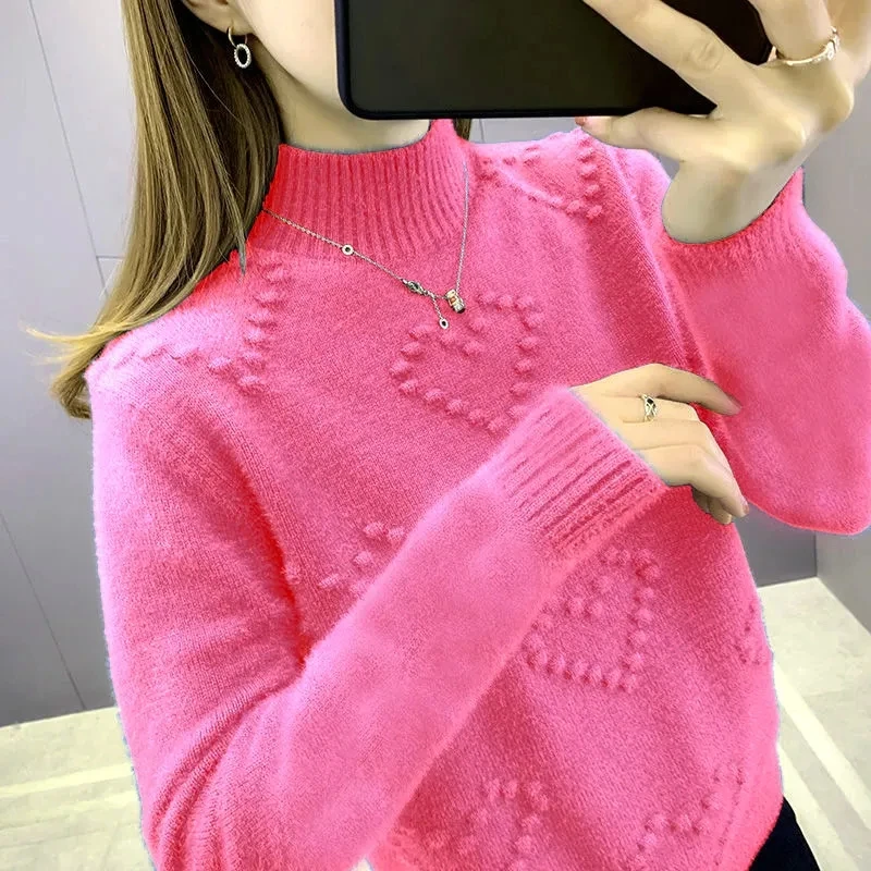 Women Sweater 2023 Autumn Winter Korean Pullover Basic Tops Casual Soft Turtleneck Knitted Sweaters Long Sleeve Jumper Soft Warm