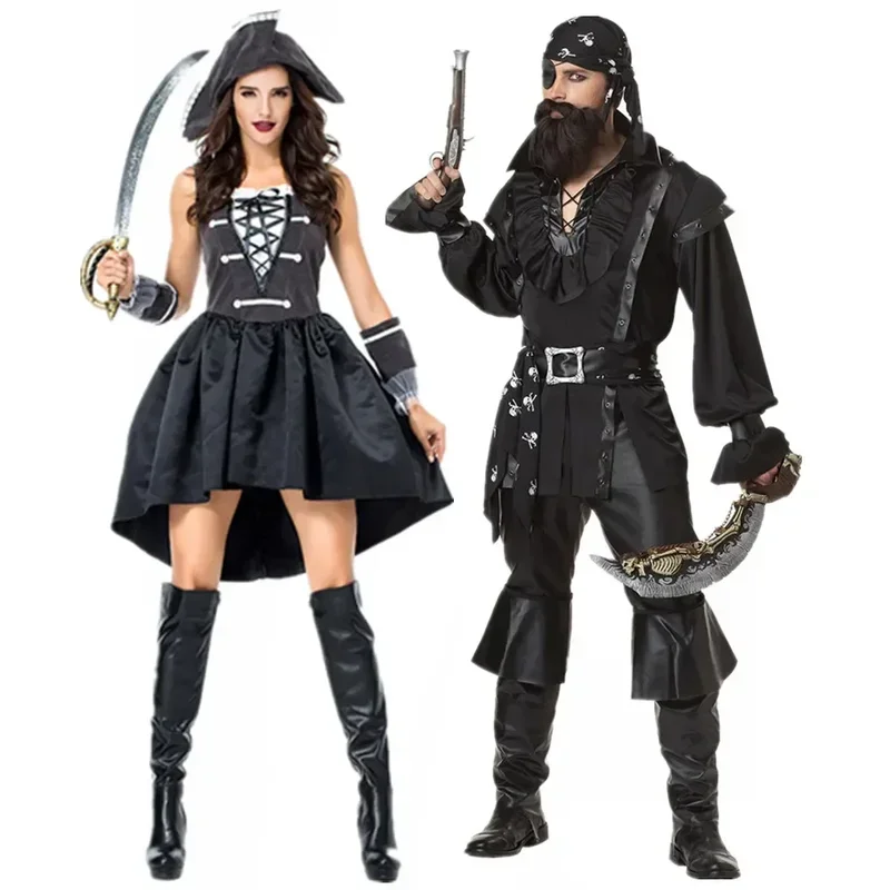 Pirate Costume Woman Couple Caribbean Cosplay for Men Women Purim Easter Halloween Carnival Dress Up Party Fantasia Cosplay