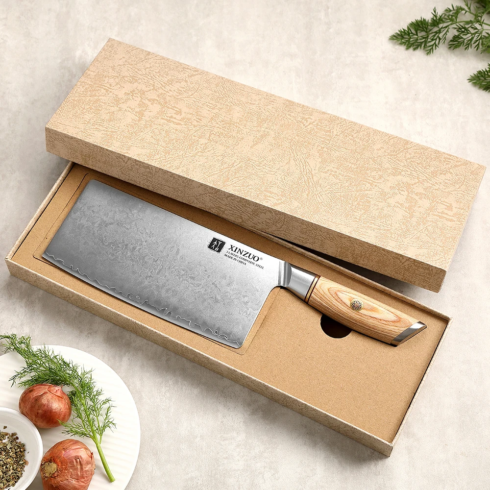 XINZUO New 7.5\'\' Inches Cleaver Knife Kitchen Chef Knife Stainless Steel Razor Sharp Slicing with Japanese-style Pakkaood Handle