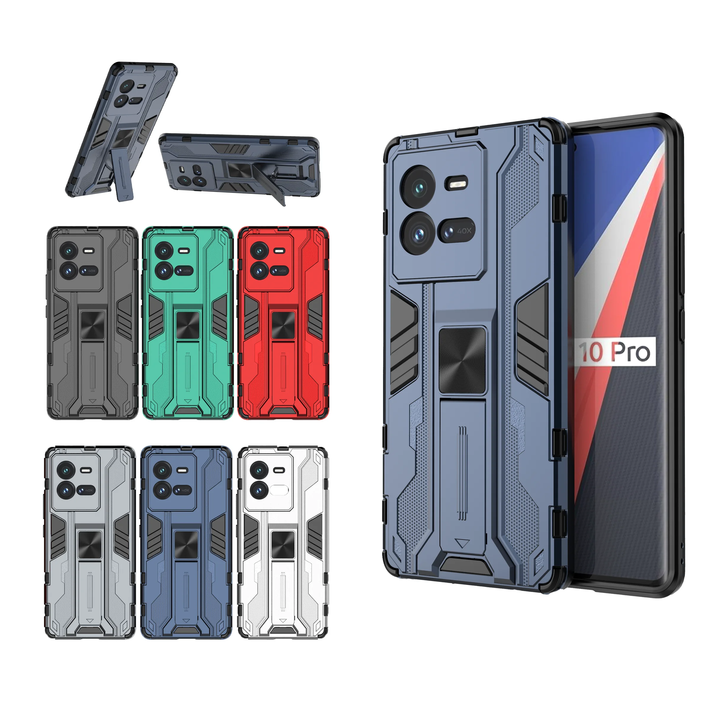 Shockproof Case For VIVO IQOO 10 9 8 Pro Neo 9 8 7 6 5 Pro SE Z6 Z5 Z3 PC+TPU Kickstand Phone Cover For VIVO Y77E Y77 Y73