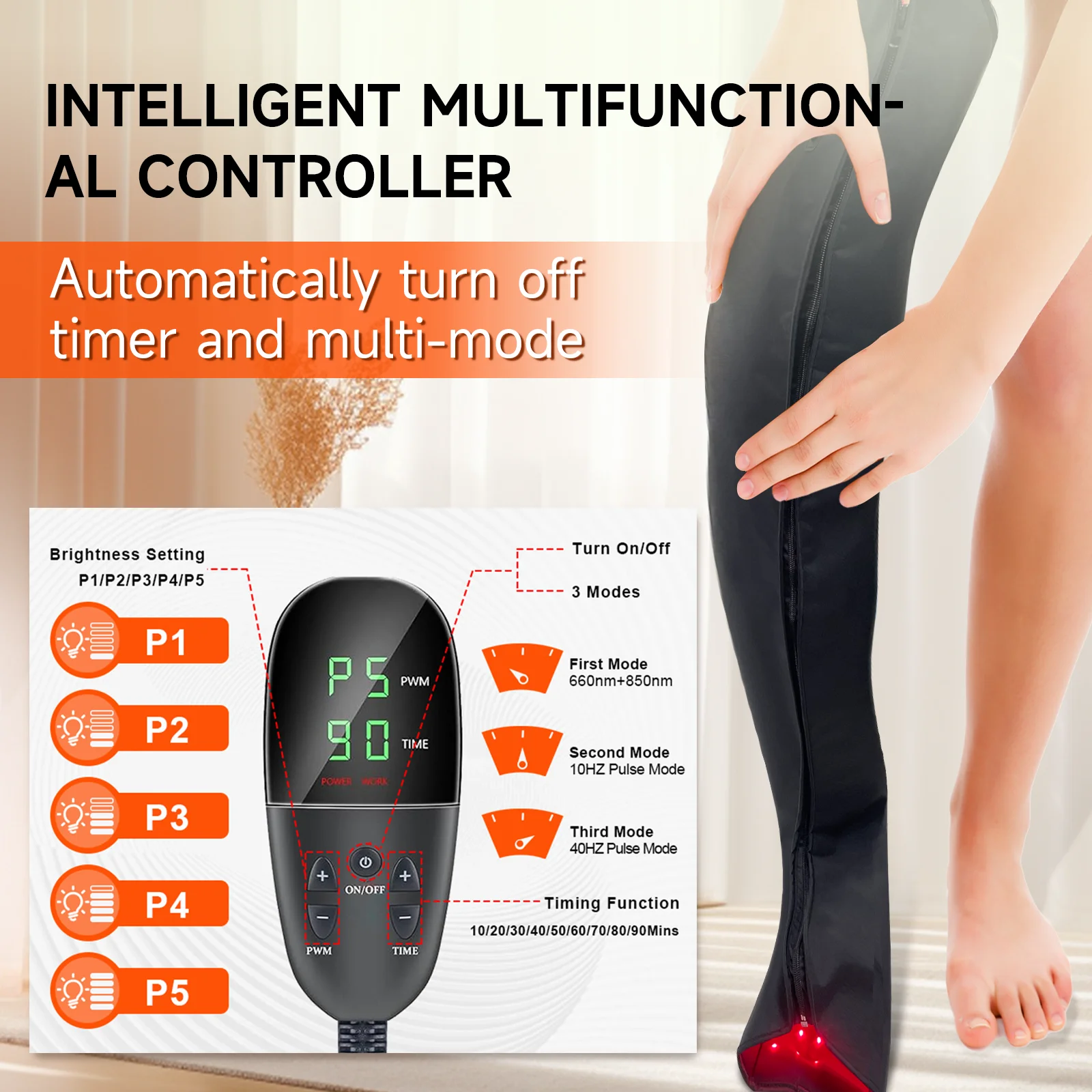 Red Light Heating Leg Therapy Boots Infrared Warm Therapy Wraps for Full Legs Home Sports Recovery Knee & Leg Massager