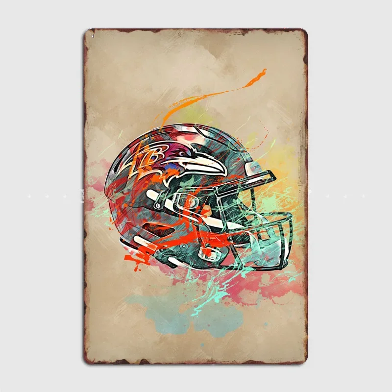 American Football Club Each Team Helmets Poster Wall Art Metal Painting Vintage Garden Tin Sign Home Decor Room Decoration