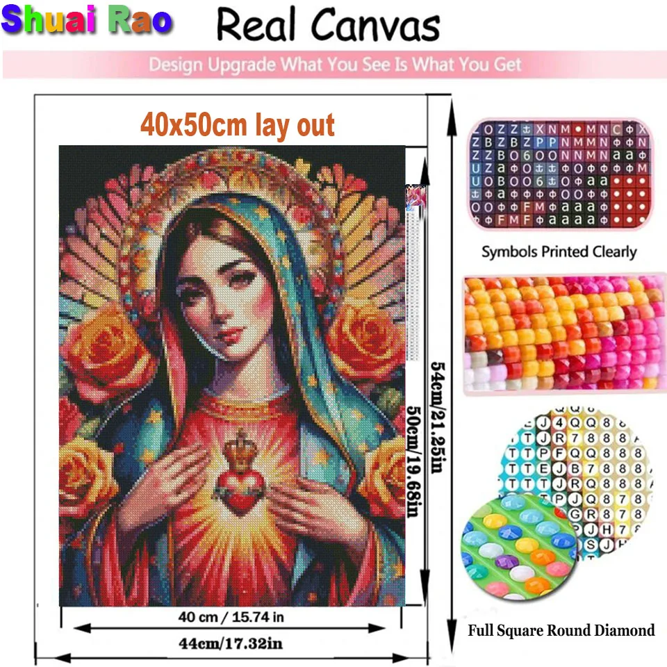 Lady of Guadalupe Diamond Painting New 2024 Floral Virgin Mary Diamon Mosaic Mexican Catholic Art for Sublimation & crafts Gift