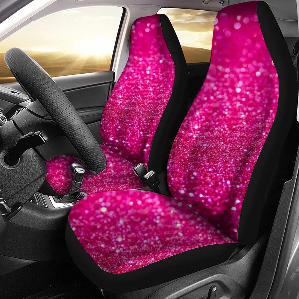 

Чехлы на автомобильные сиденья с блестящим розовым узором подходят для большинства аксессуаров для салона автомобиля, набор из 2 универсальных чехлов на передние сиденья