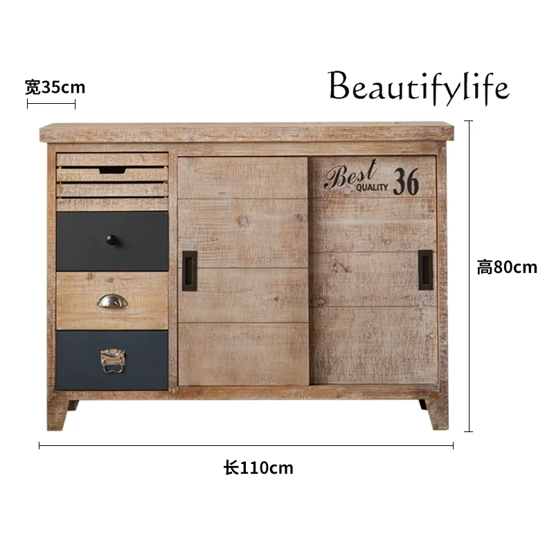 

American medieval solid wood storage cabinet household simple entrance decorative shoe cabinet