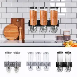 Wall Mount Dry Cereals Dispensers Indispensable Triple Dry Food And Grains Container Grid Kitchen Containers For Food Nuts Flour