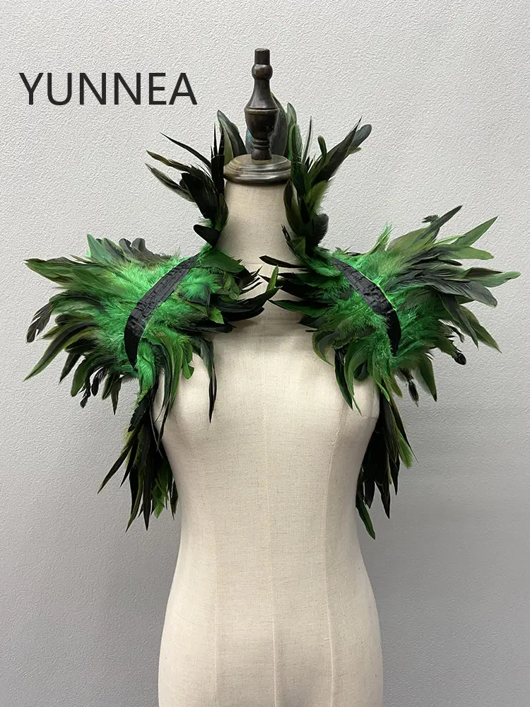 

Natural Feather Shrugs Shawl For Women Cosplay Black Halloween Luxury Feather Shoulder Wraps Sexy Punk Gothic Feather Scarves
