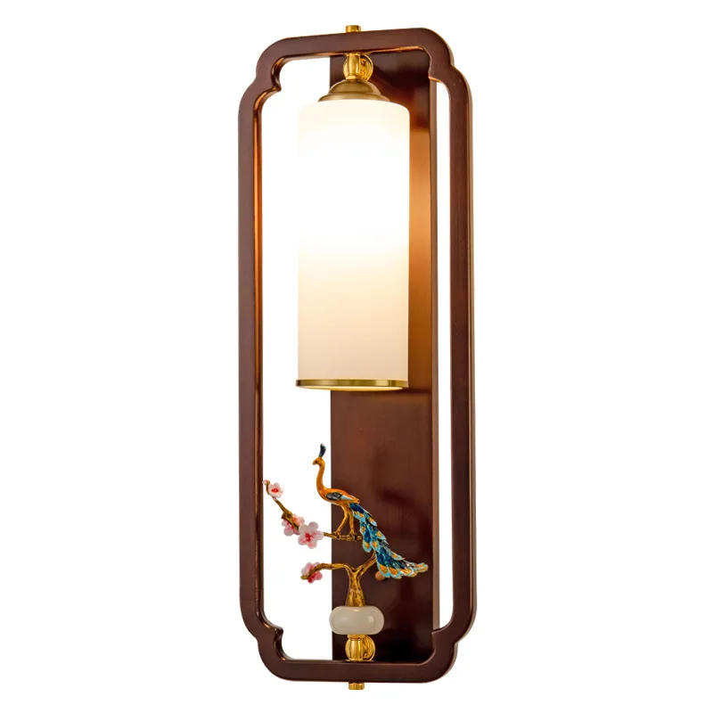 

Modern new Chinese wall lamp solid wood zen living room TV background wall corridor aisle bedroom bedside lamp Chinese style