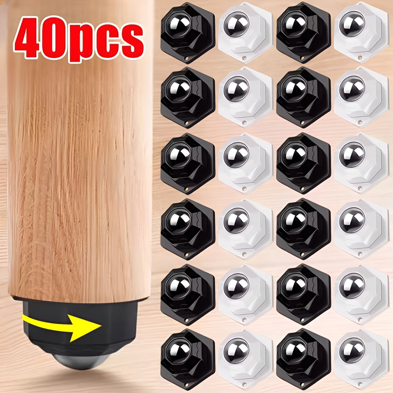 2-40 Uds ruedas autoadhesivas Mini ruedas giratorias rueda Universal de acero inoxidable 360 °   Polea de rotación para cubo de basura de muebles