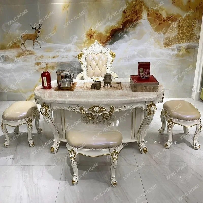 XX1.6 meters white gold-painted balcony living room marble tea table