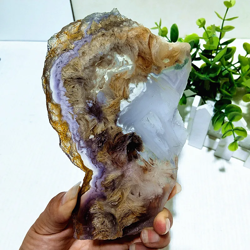 Natural Stone Fluorite And Copper Ore Occur Together.Tablet Chakra Meditation Magic Healing Feng Shui Crystal Room Decoration