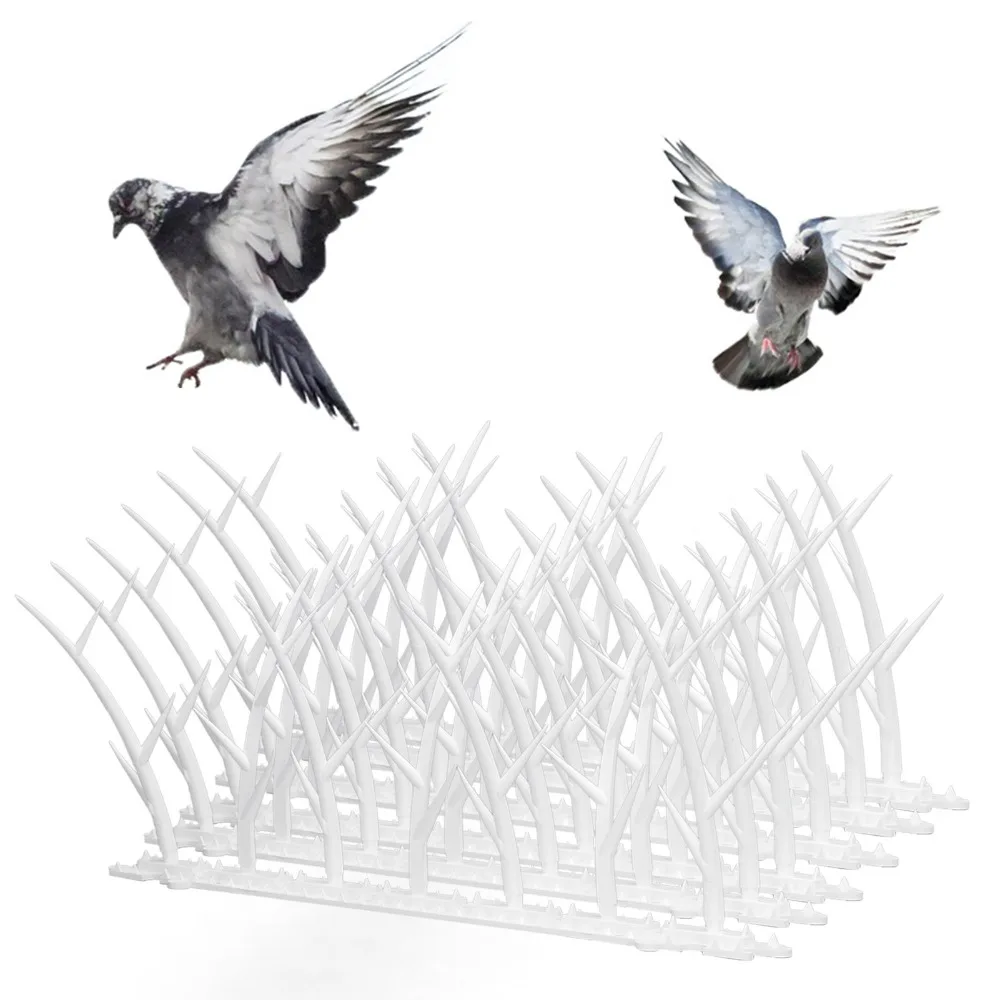 6PCS Durable Plastic Bird Deterrent Spikes White Easy to Install Anti-Theft Climb Strips Sharp Compact Defender Spikes
