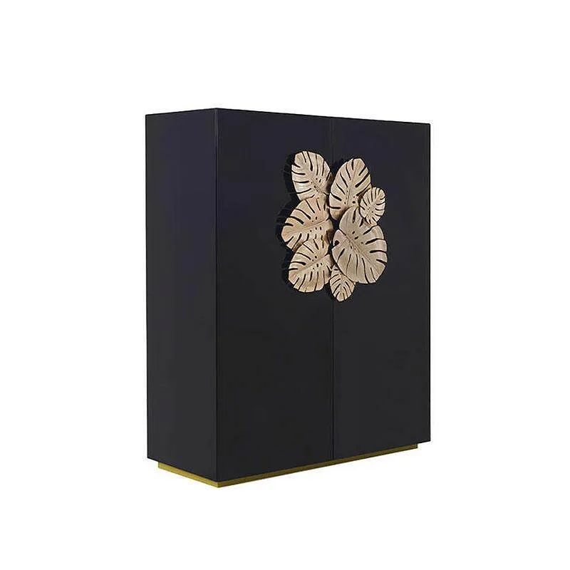*Italian Light Luxury Solid Wood Table Side Cabinet Villa Flat Floor Pure Copper Handle Storage Cabinet Against the Wall