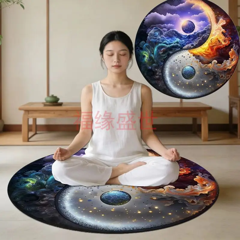 Circular Tai Chi Bagua Pattern Zen Meditation Mat Durable Moisture‑Proof Sound‑Absorbing Feng Shui Yoga Fitness Mat