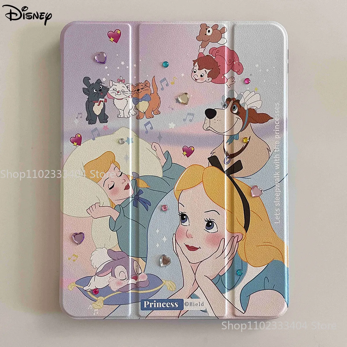 

Disney Alice 360° Rotation Tablet Case For iPad Air 4 5 Mini 6 iPad Pro 2022 11inch Tri-fold Pen Slot Holder Protective Cover