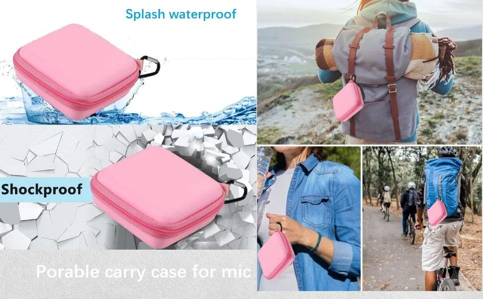 حافظة وردية Lav Mic حقيبة الصوت والعتاد حقيبة سفر لميكروفونات Lavalier اللاسلكية Lavalier Mic Lapel Mics التوصيل اللعب كليب على هيئة التصنيع العسكري