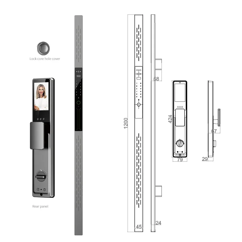 Built-in Doorbell Digital Lock with NFC Fingerprint Smart Technology China Sale Product WiFi Bluetooth Network for Glass Door