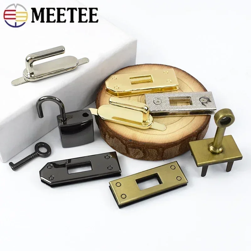 Meetee 1Set(7Pcs)/2/3/4/5Sets 45mm 4 Colors Metal Bag Hardware Accessories Women\'s Handbag Clasp Lock Buckle Part Leather Craft