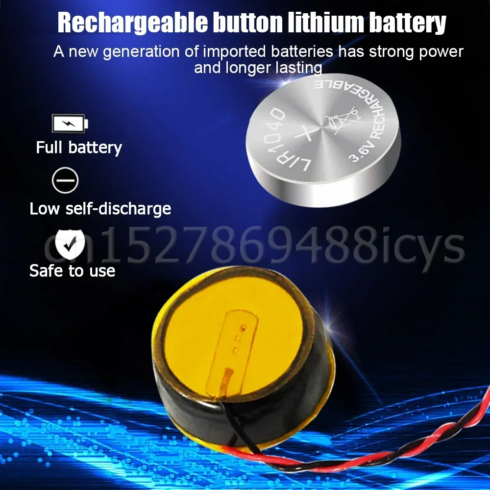 1-10PCS LIR1040 LIR 1040 3.6V 35mAh Rechargeable Lithium Battery With 2 Wire For TWS Wireless Bluetooth Headset Button Coin Cell