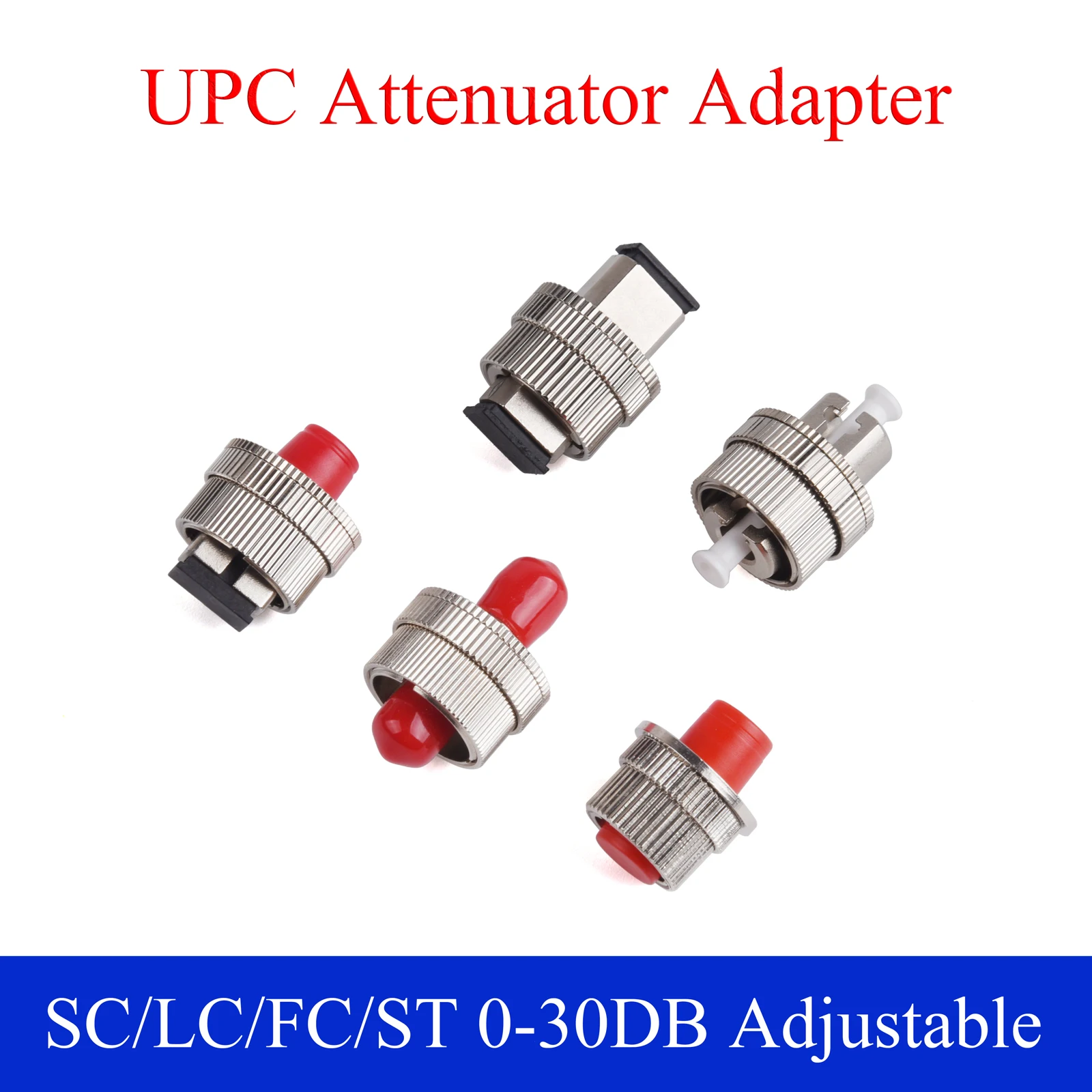 1PCS Single-mode Fiber Optic Attenuator SC/FC/LC/ST Female to Female Adapter 1310&1550nm Wavelength 0-30dB Adjustable