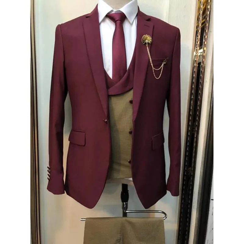 

Formal Balzer Costume Men' s Suits Single Breasted Notched Lapel Wedding Hombres Elegant Jacekt Pants Vest Slim Fit Custom 수트재킷