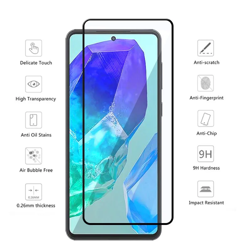 Sale 9H Tempered Glass For Samsung galaxy M55 Screen Protector +Soft Fiber Lens film For Samsung M55