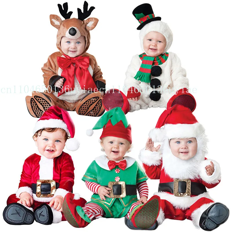 

Baby Boy Silly Snowman Holiday Elf Costume Infant Santa's Helper Reindeer Rascal Romper Christmas Outfit for Little Ones