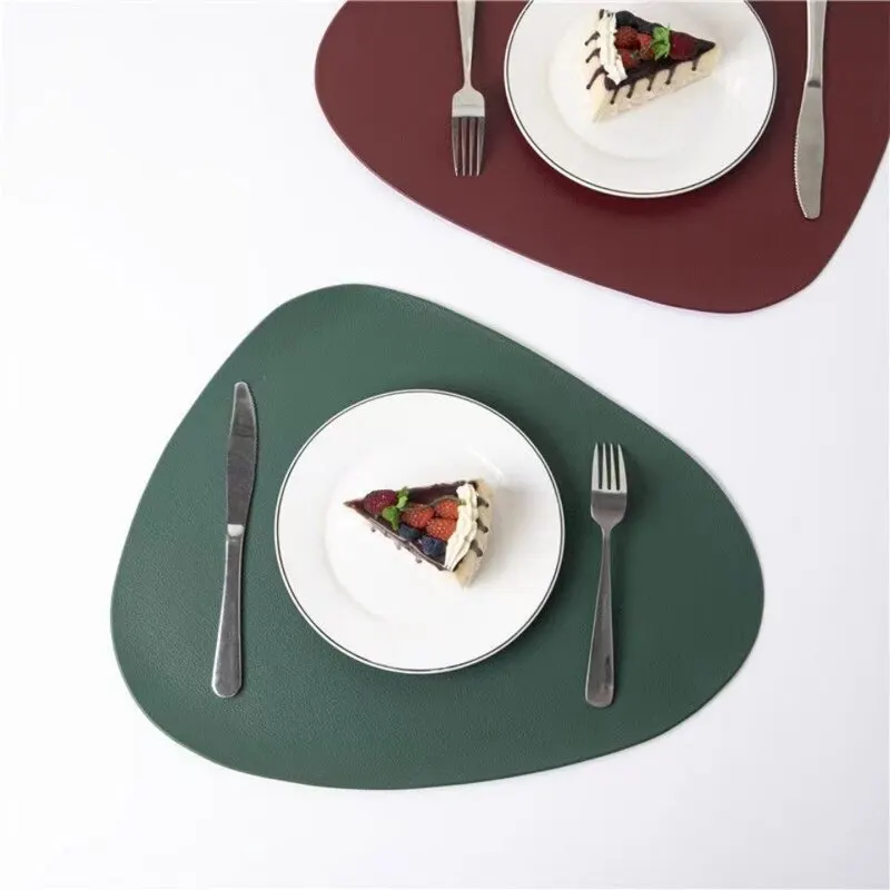 Nordic Style Tableware Pad Placemat Table Mat PU Leather Heat Insulation Non-Slip Simple Placemats Disc Coaster Placemat