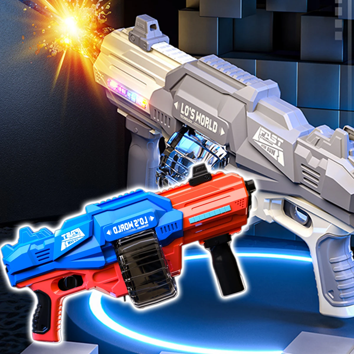 

Electric Water Guns with Light Suppressor Large Capacity Automatic Water Suction Water Blasters Summer PooL Beach Children's Toy