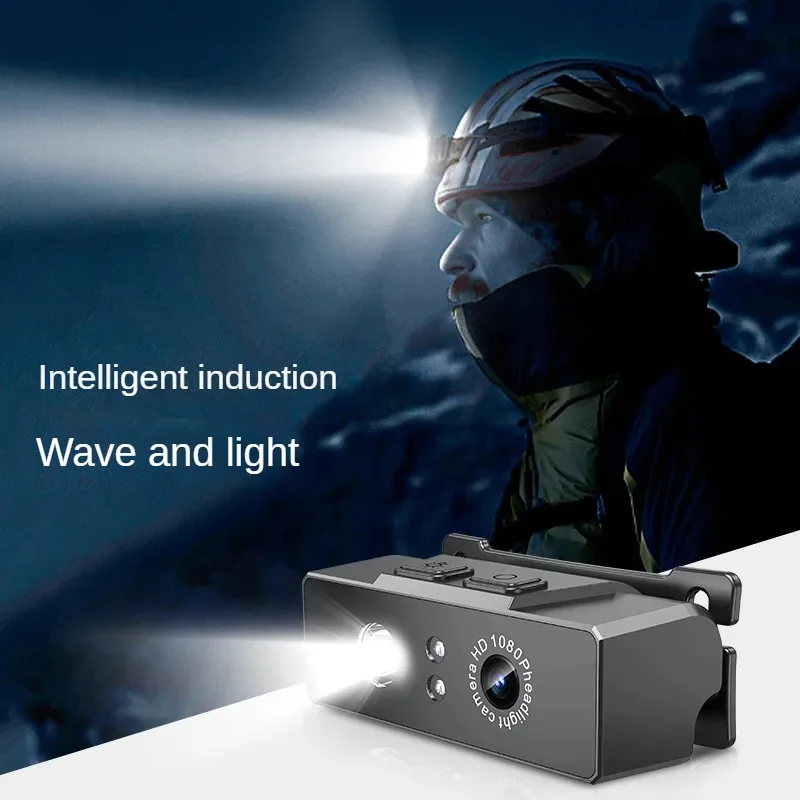 Head-mounted led lighting Headlight Recorder Motion Camera Mini dv HD 1080 riding night vision inspection dvr