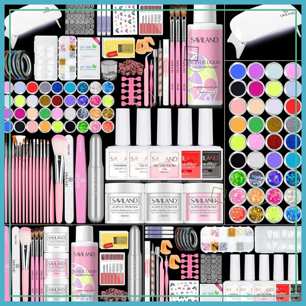 

Complete Acrylic Nail Kit for Beginners with Gel Polish, Drill, UV Light - Home Salon Essentials