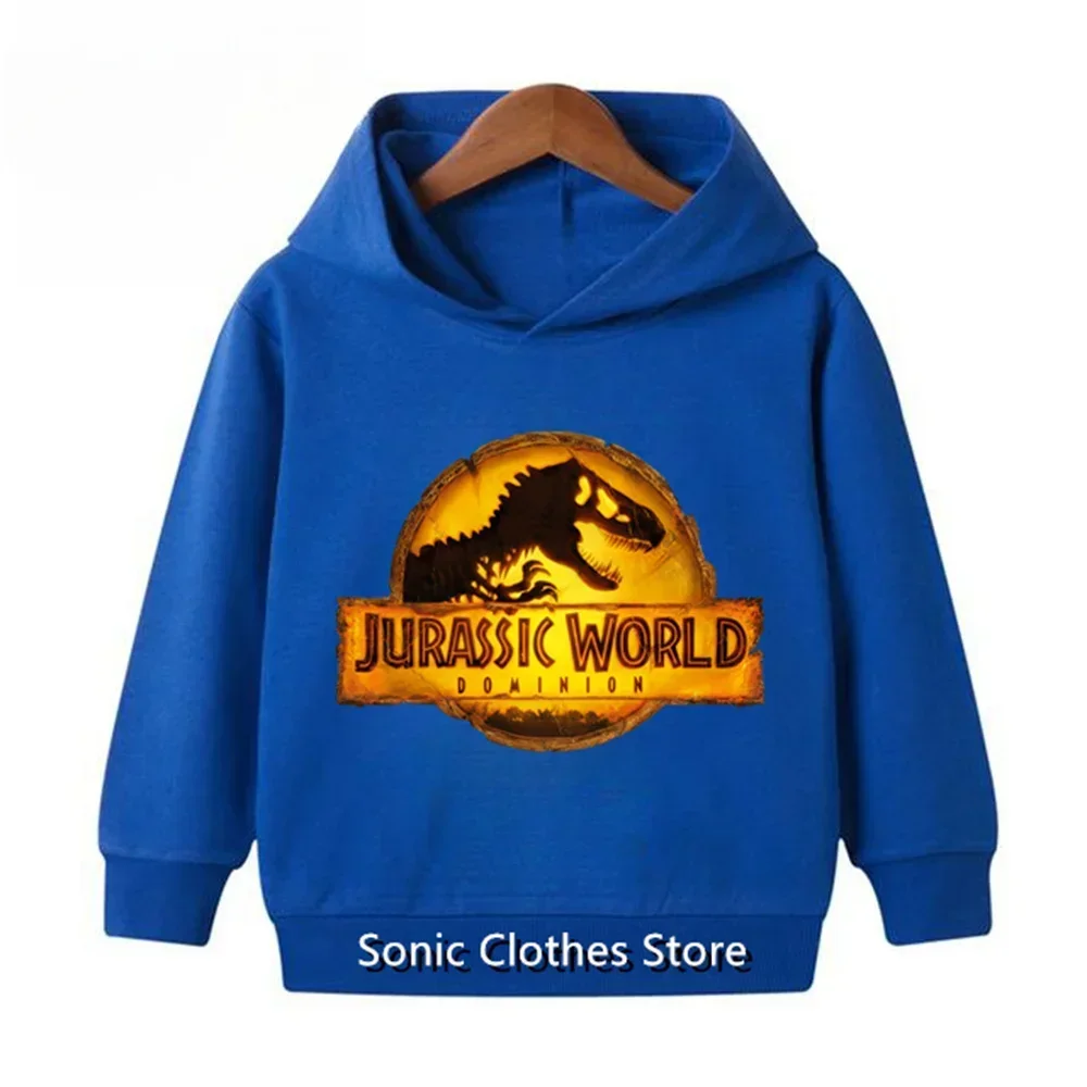 Autumn Boys Girls Jurassic World Dominion Sweatshirts Dinosaur Print Kids Jurassic Park 3 Clothes Long Sleeve Sports Hoodies