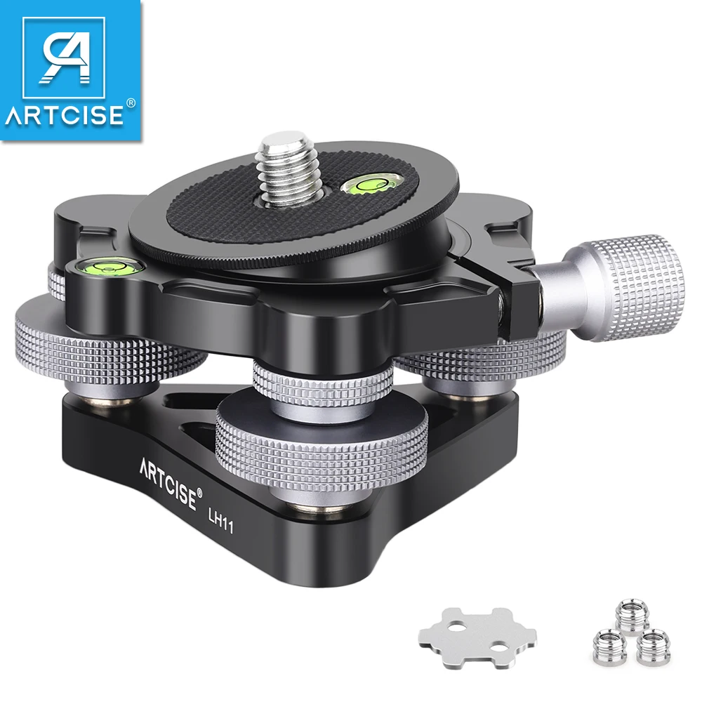 ARTCISE LH9/LH11 Hemisphere Pan Tilt 2-in-1 horizontal Adjustment Base Offset Bubble Level Suitable for Camera Tripod Monopod