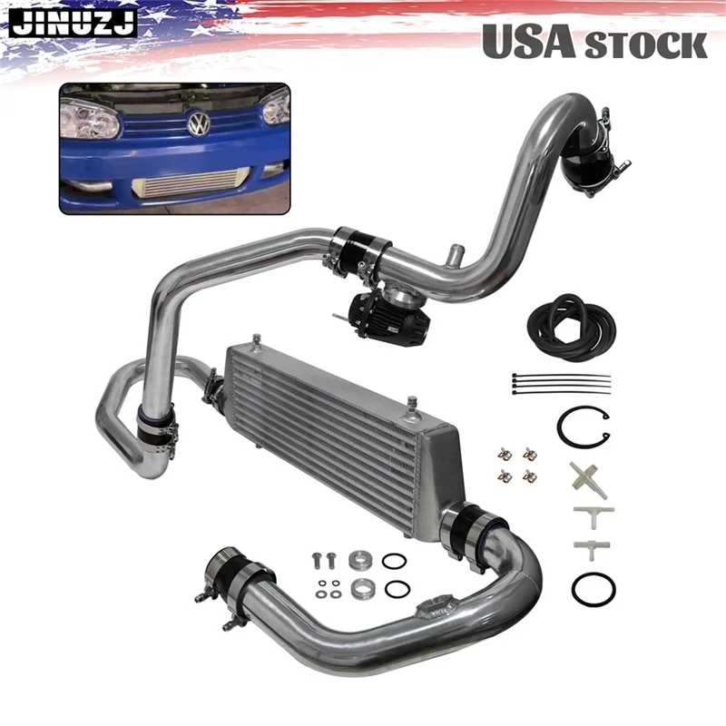 Intercooler Kit + Pipes + BOV For VW Jetta Golf GTI GL GLI GLS MK4 1.8T 98-05 Black/Blue