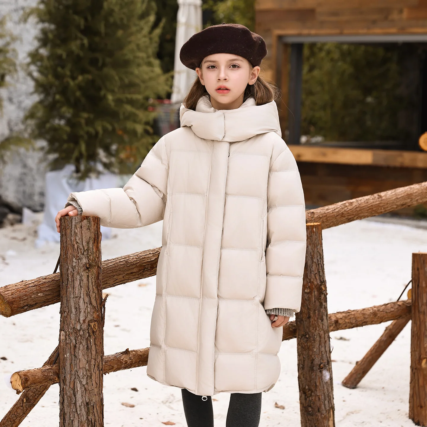 Children Winter 90% White Duck Down Jacket OLEKID 4-14Yrs Teens Girl Hooded Long Outerwear Thick Warm Junior Girls Snowwear Suit