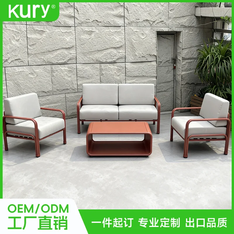 Factory Direct Sales Kury Outdoor Courtyard Balcony Sofa Combination Aluminum Alloy Leisure Three-piece Sofa Terrace Outdoor
