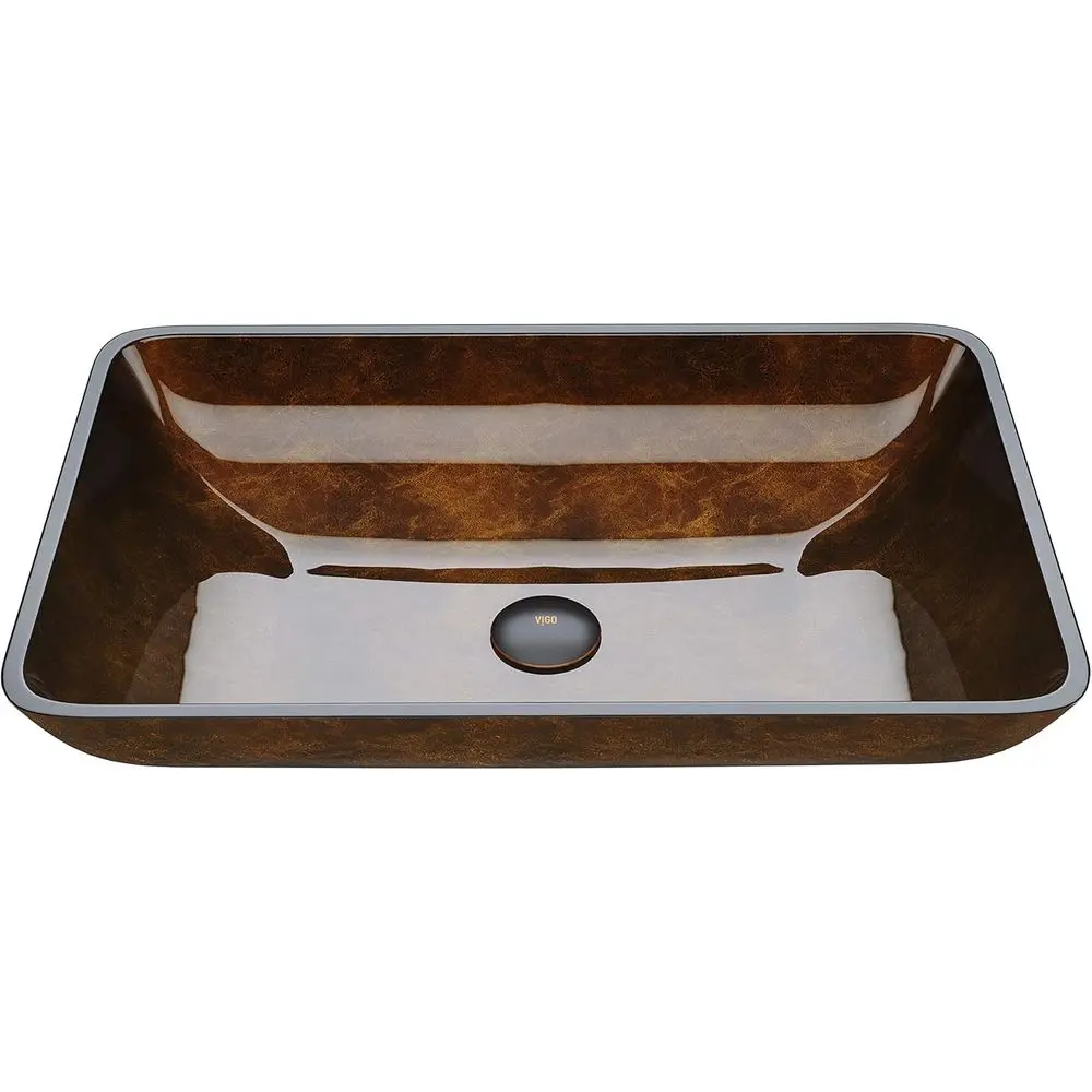 

Rectangular Bathroom Vessel Sink, Tempered Glass Above Counter Sink with NonStickShield & QuickDrain, Modern Luxury Design