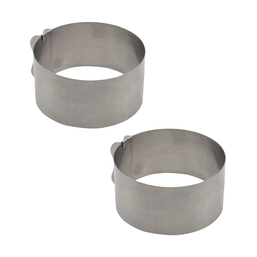 

2Pcs Stainless Steel Mousse Cutter Round Shaped Nonstick Baking Mold DIY Cake Chocolate Tool Mousse Cutter Cake Mold