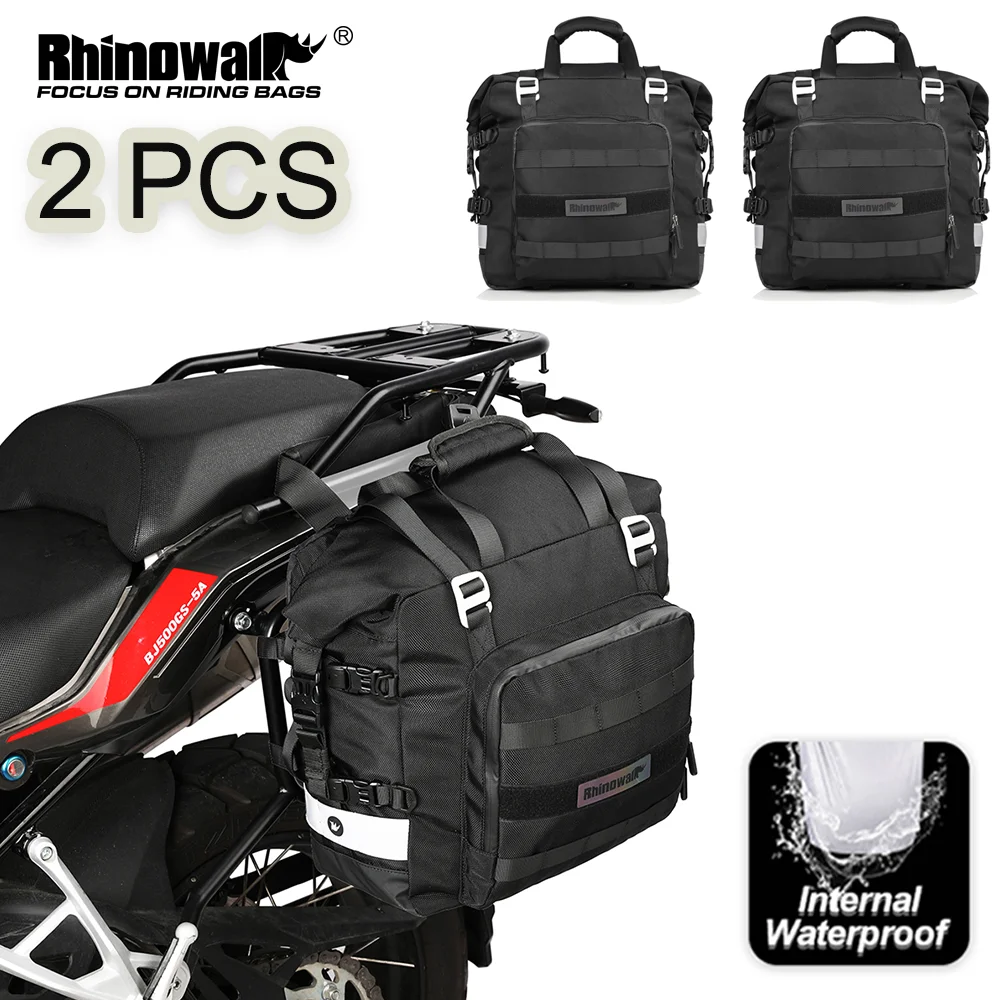 Rhinowalk 2Pcs Motorcycle Double Side Bag 20L Motor Quick Release Saddle Bag Waterproof Inner Bag Travel Pannier Tail Luggage