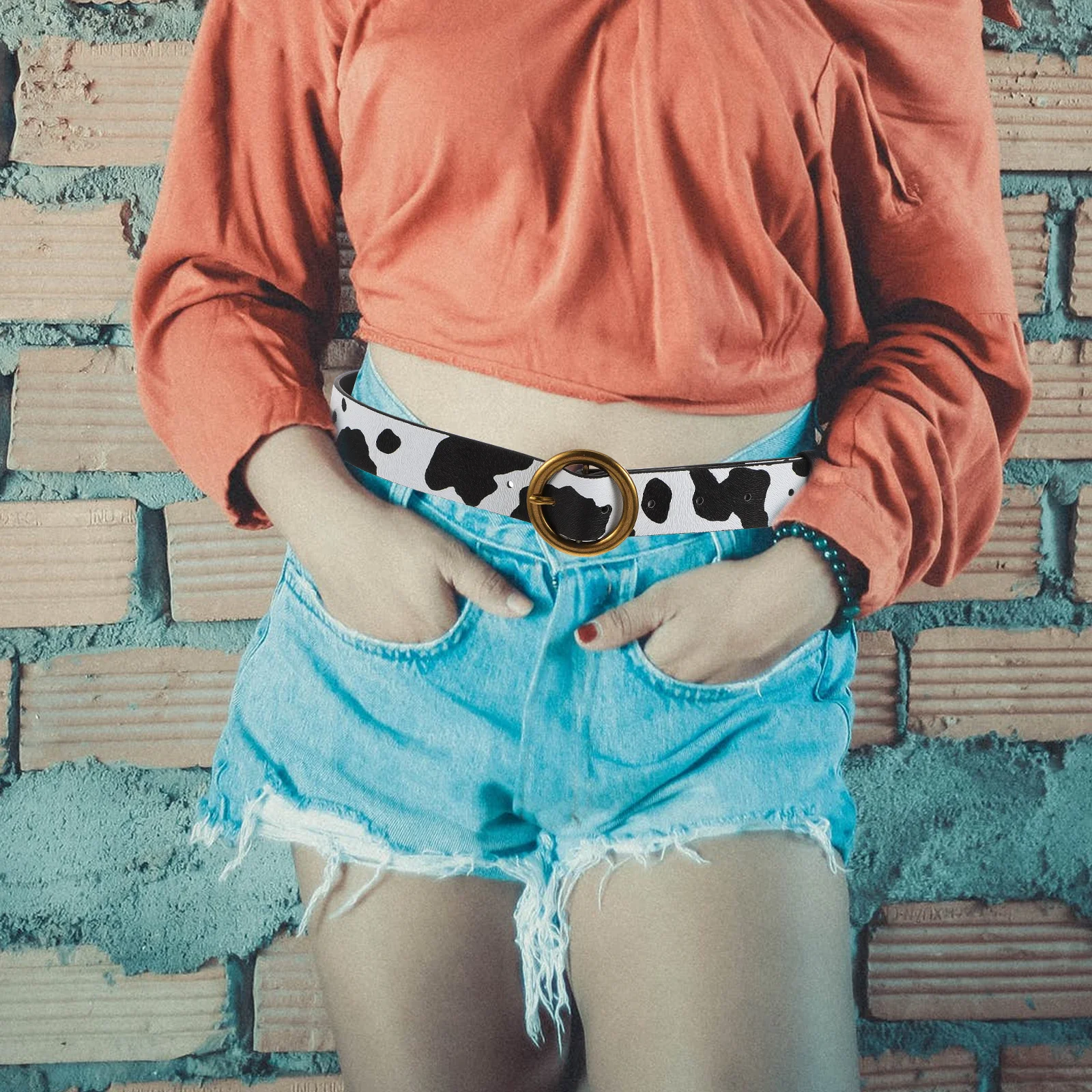 

Cow Print Belt Female Luxury Golden Pin Buckle Waist Strap Women Jeans Dress Accessories Fashion Cholovіki Dance