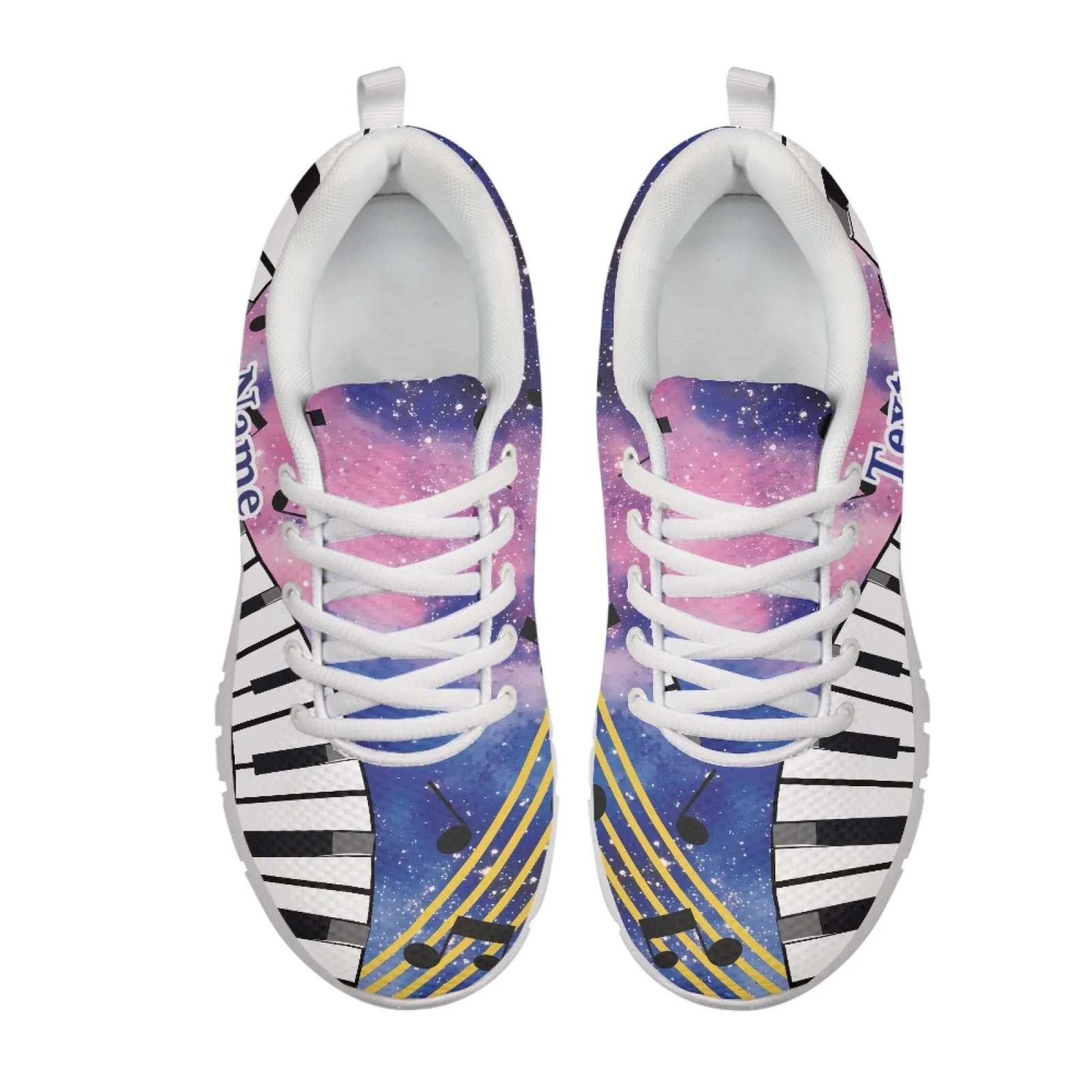Coloranimal Galaxy Music Note Fitness Shoes Mesh EVA Sole Lace up Athletic Trainers for Women Running Walking Outdoor Camping