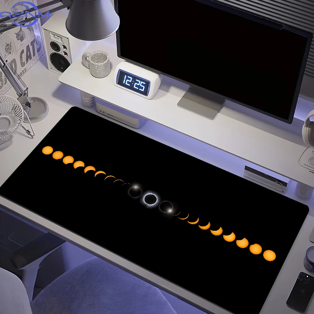 Space solar eclipse lunar Sun Moon Mouse Pad Desk Mat Large Non-slip Anti-fray Keyboard Ergonomic Office Rubber PC Home Custom