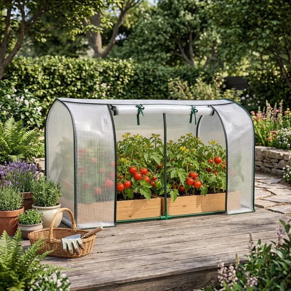 Greenhouse Cover for Outdoor For Raised Garden Beds with Roll-Up Zipper 130 cm x 60 cm x 50 cm Weather Resistant