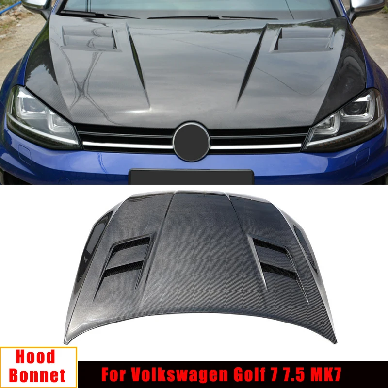 Engine Hood Cover For Volkswagen Golf 7 MK7 7.5 GTI R VII Carbon Fiber Engine Hood Bonnet Cover Accessories 2014 - 2017